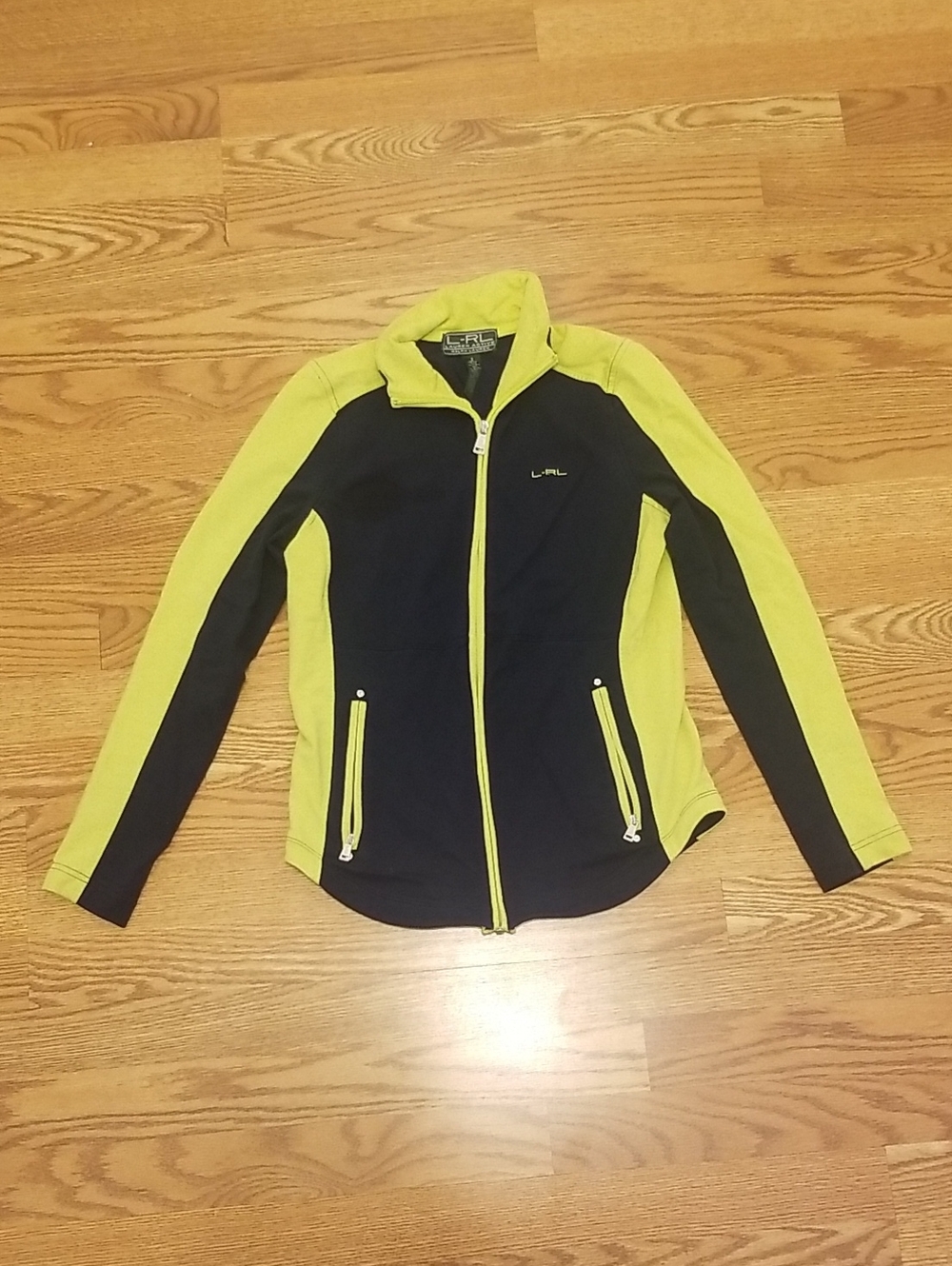 Lauren Ralph Lauren Lime Green and Navy Zip Front Utility Jacket